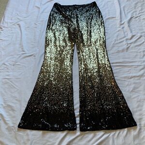 Black and Gold Sequin Flare Pants